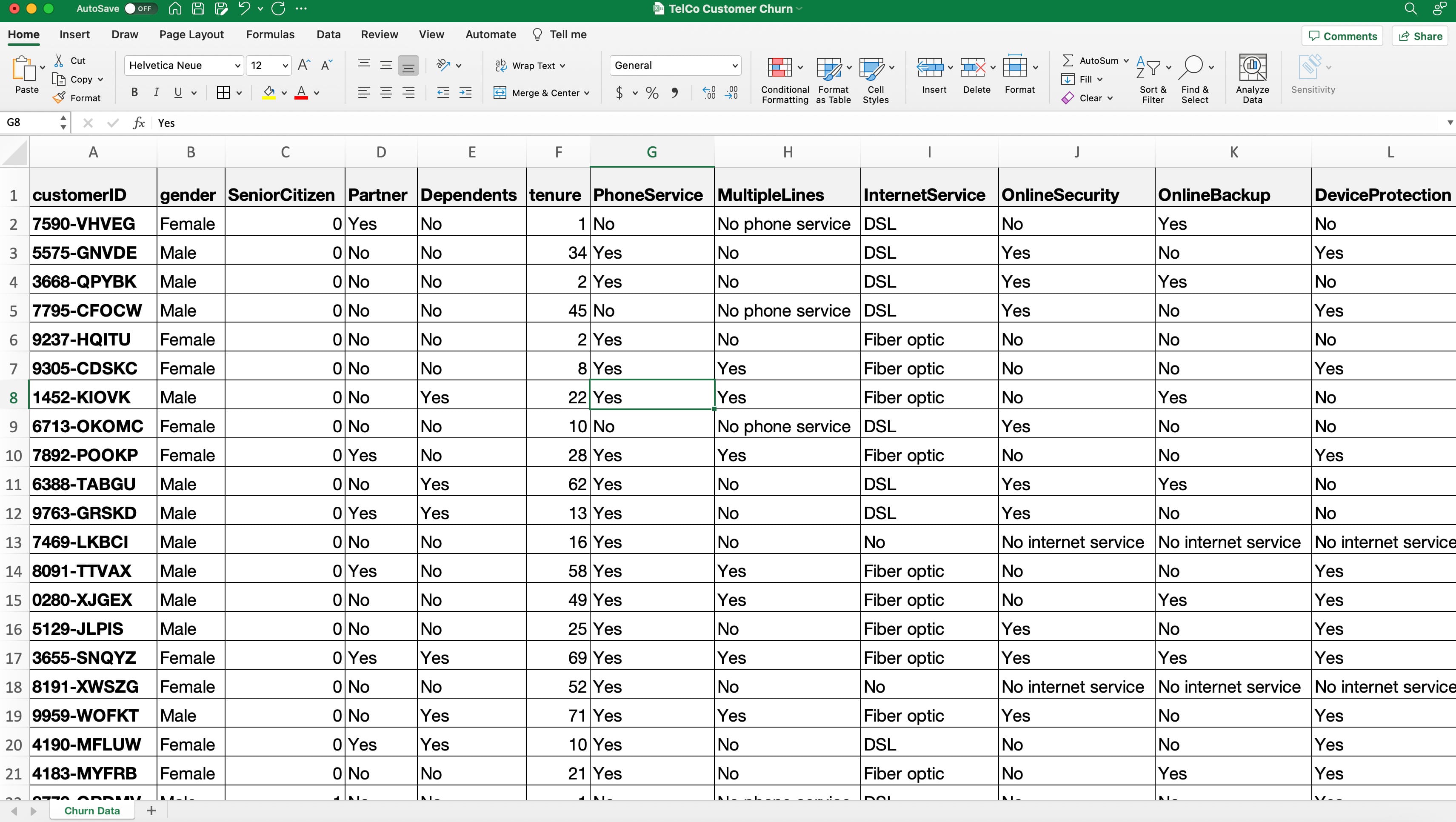 Properly structured Excel sheet